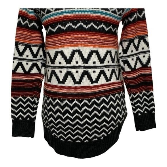 Anna Grace Small Chunky Knit Pullover Sweater Multicolor Aztec Stripe Cozy Fall - Picture 6 of 9